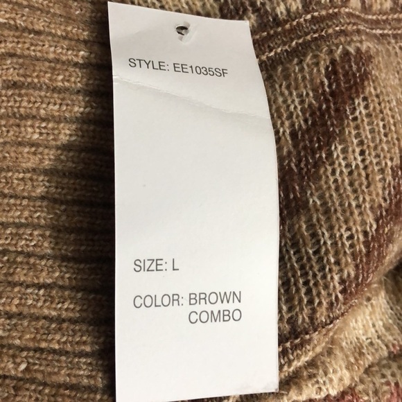 Design History brown pink tribal print turtleneck short sleeve vest sweater L - Picture 8 of 10